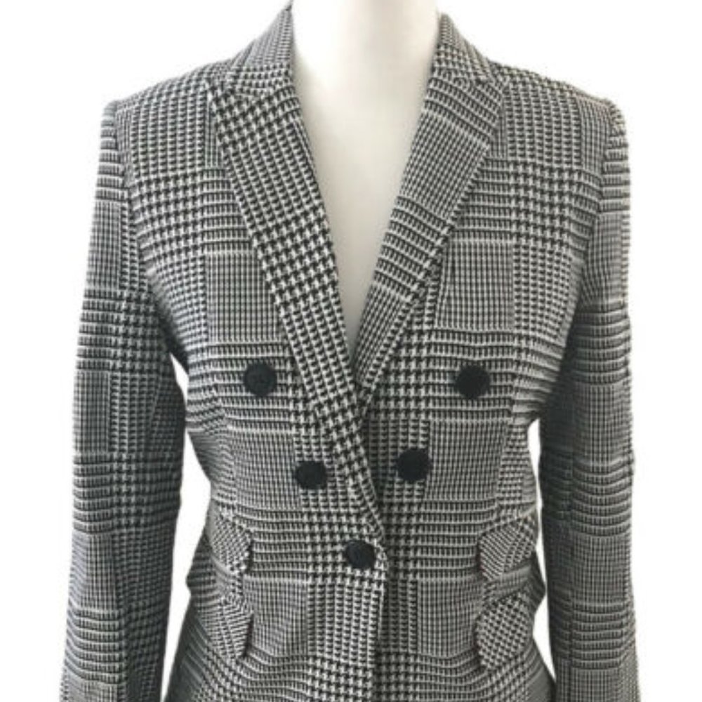 NWT XOXO Junior Women Houndstooth Blazer Ivory L